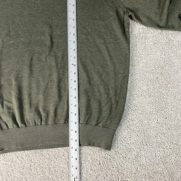 SuitSupply Sweater Mens XL Army Green Silk Cotton Knit Crew Neck Lightweight - Picture 5 of 8